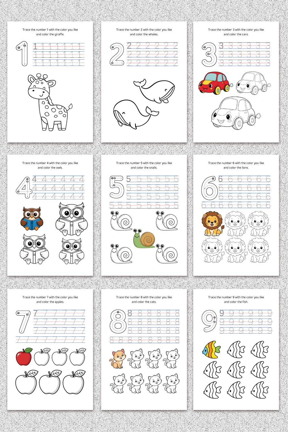Number Tracing and Coloring Workbook: Numbers 1–10 Handwriting & Animal Art (12-Page Edition)